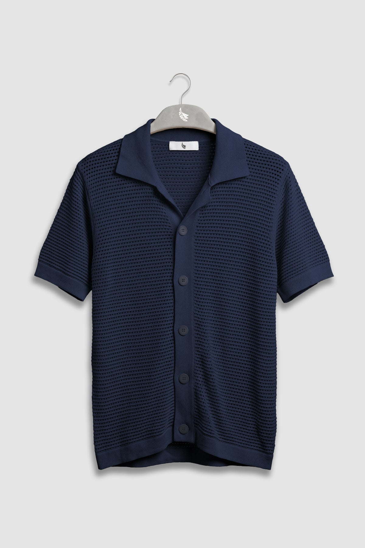 Button Down Knitted Shirt Navy Camisas Polonio UY