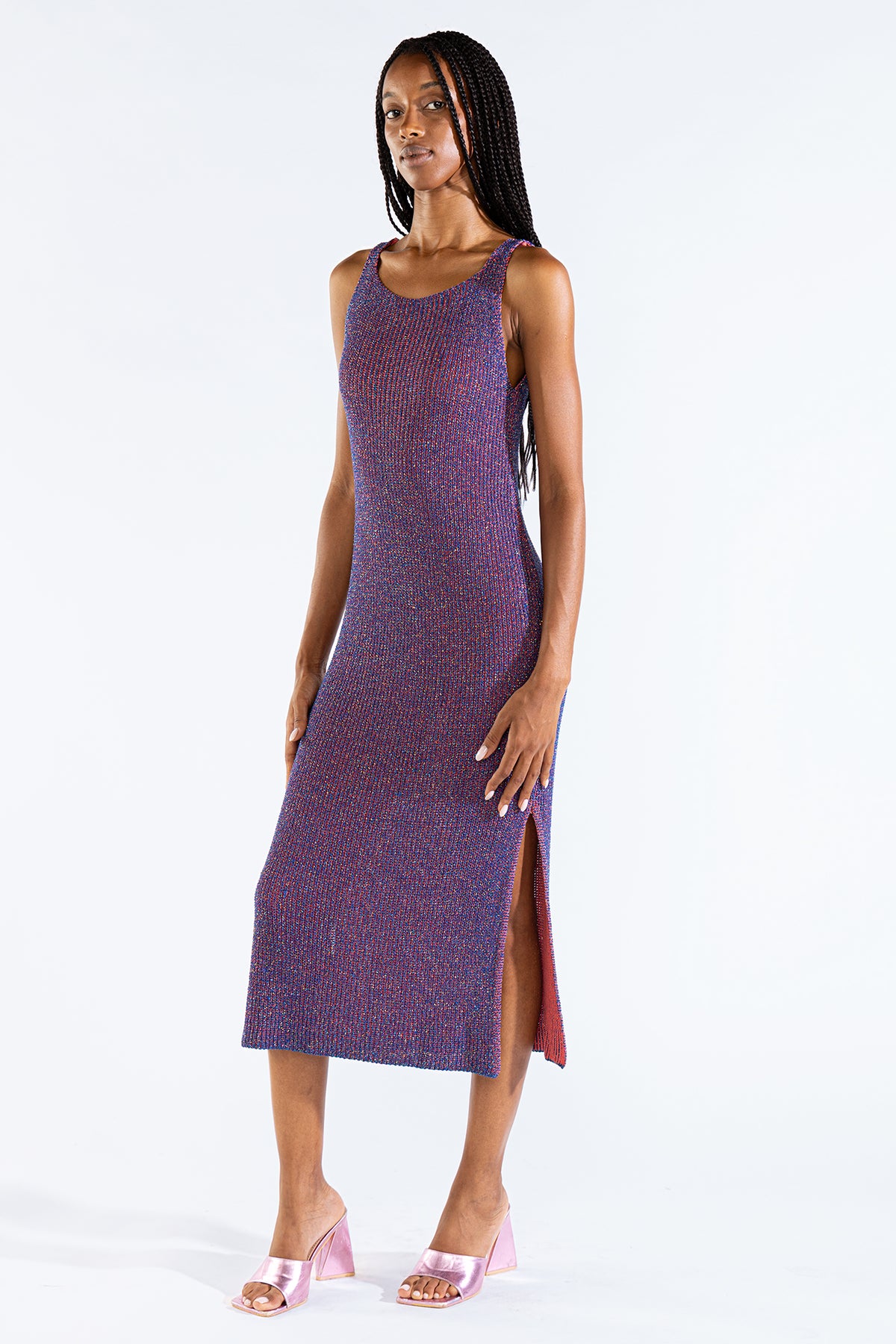 Vestido Eli Tejido Lurex Blueberry