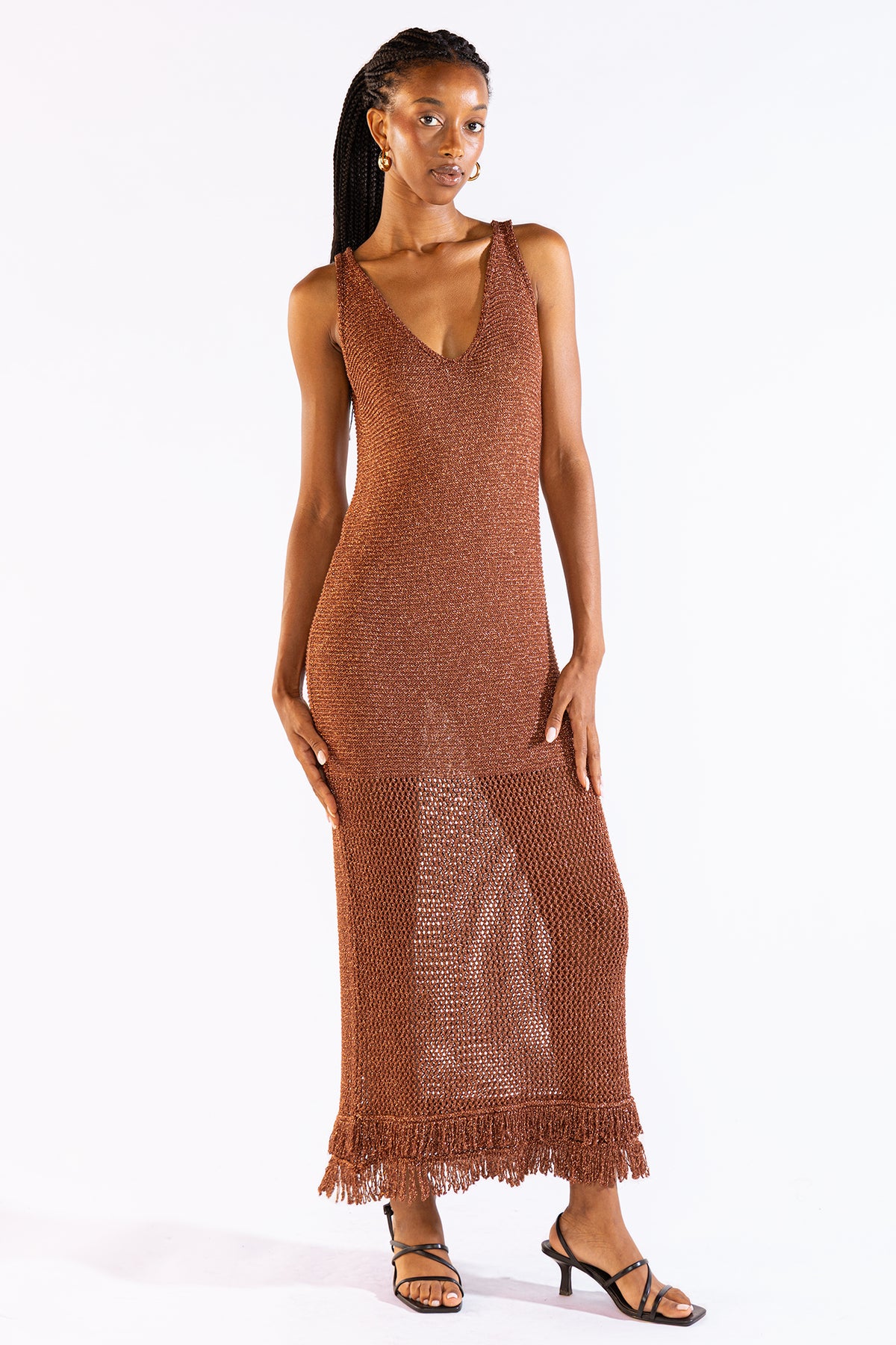 Vestido Fringes Choco Vestidos y Monos Polonio UY