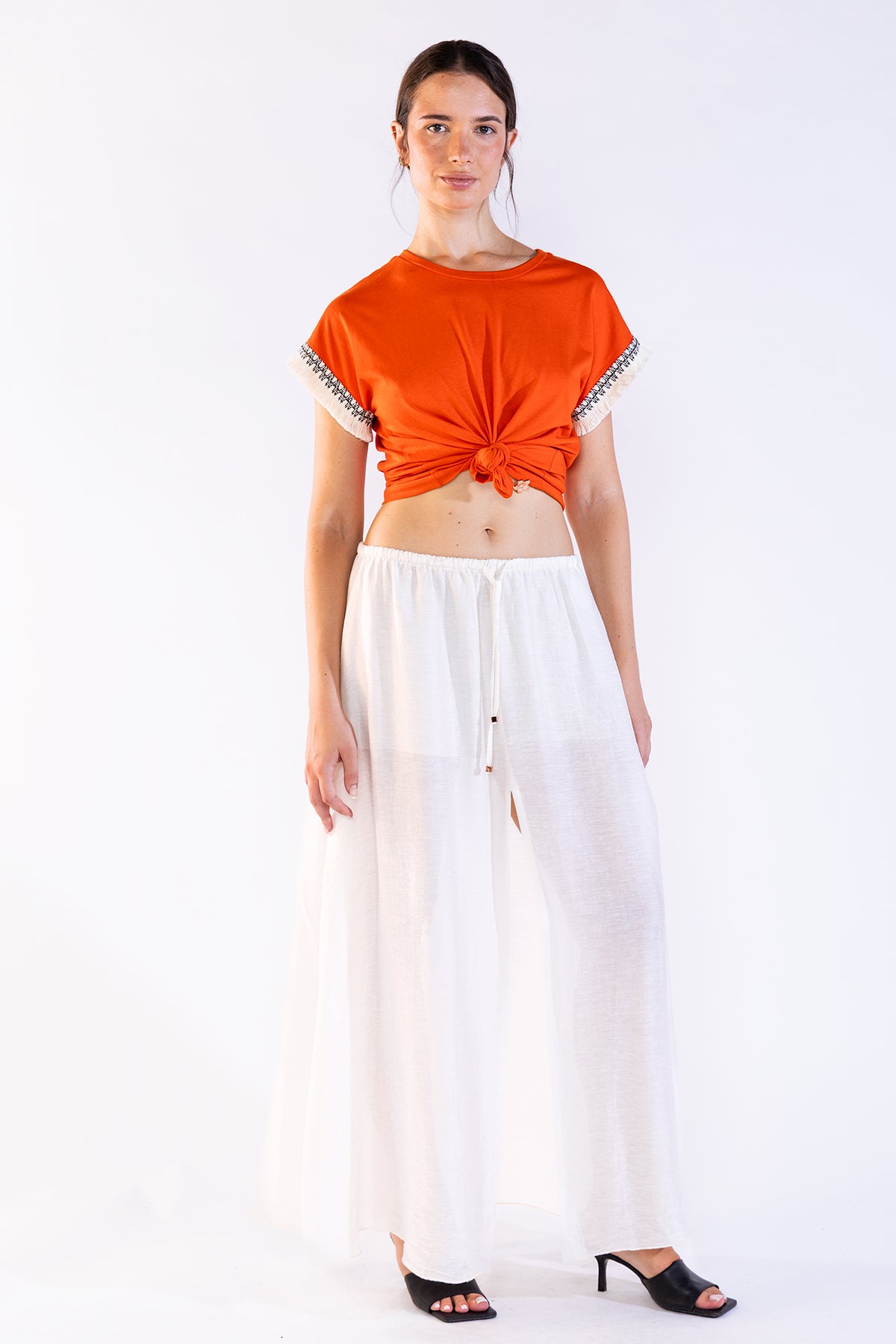 Fringes Tee en Orange Tops y Camisas Polonio UY