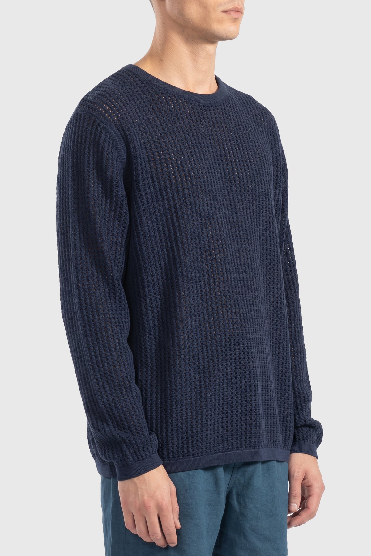 Long Sleeve Knitted Shirt Navy Camisas Polonio UY