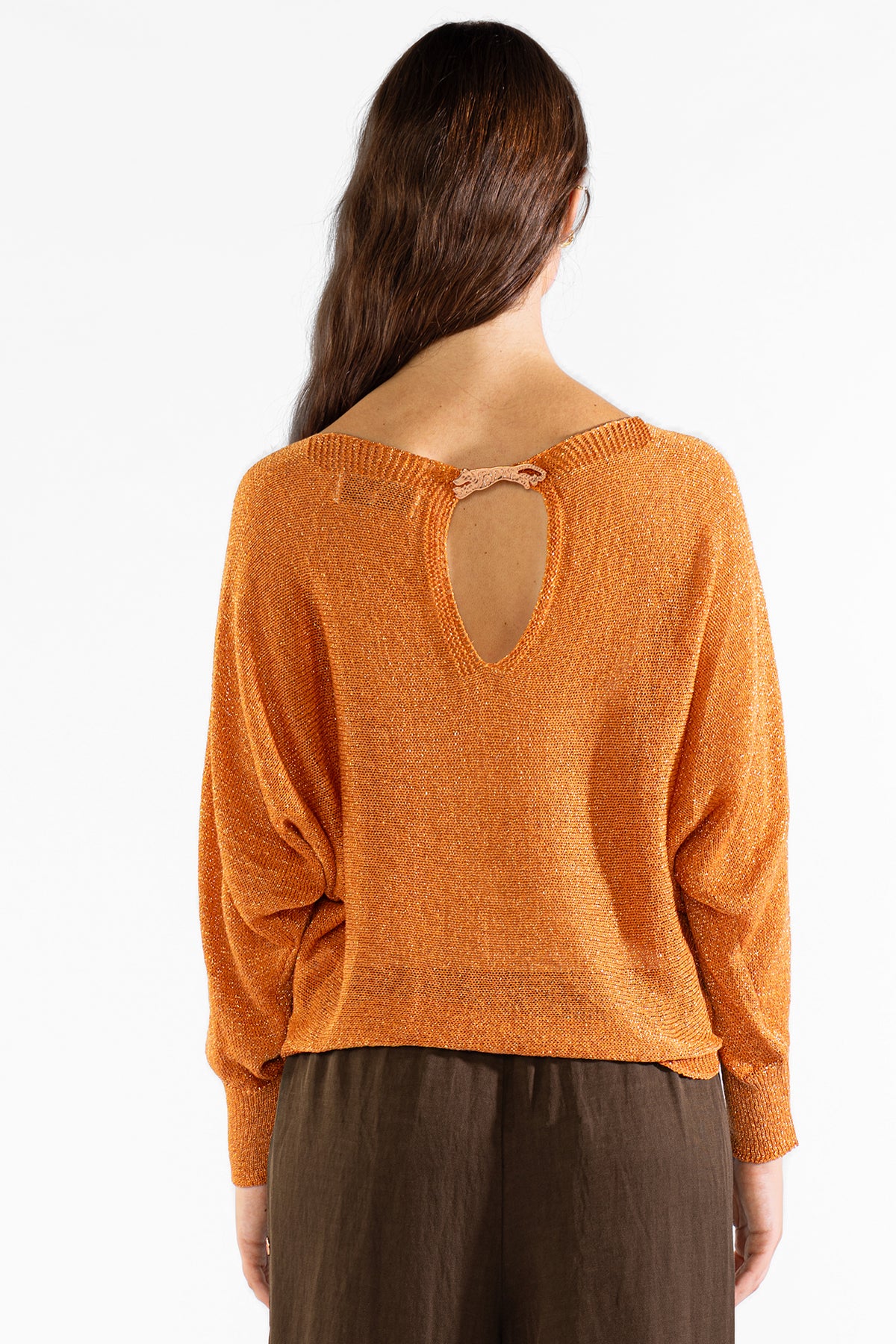 Lu Tiger Sweater Lurex Orange Sweaters Polonio UY
