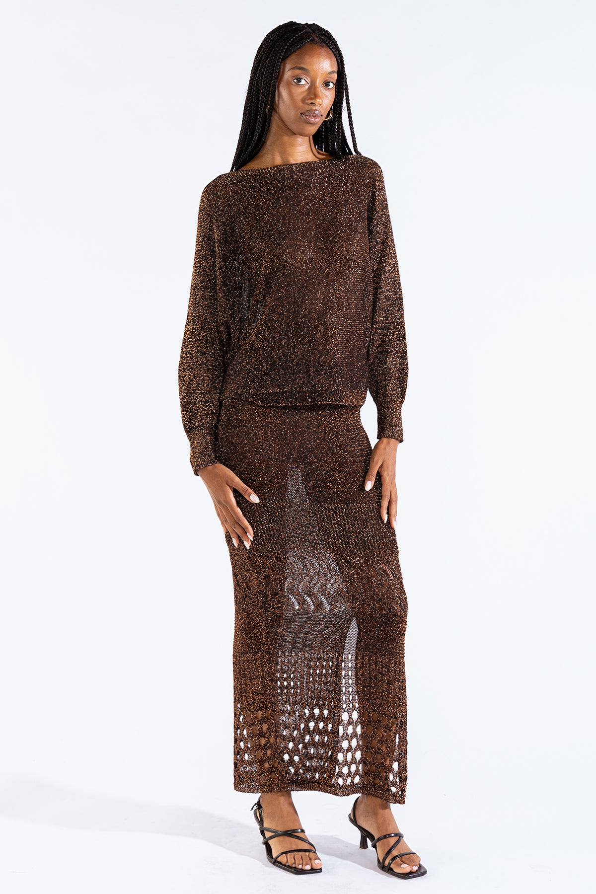 Lu Tiger Sweater Lurex Gold Black Sweaters Polonio UY
