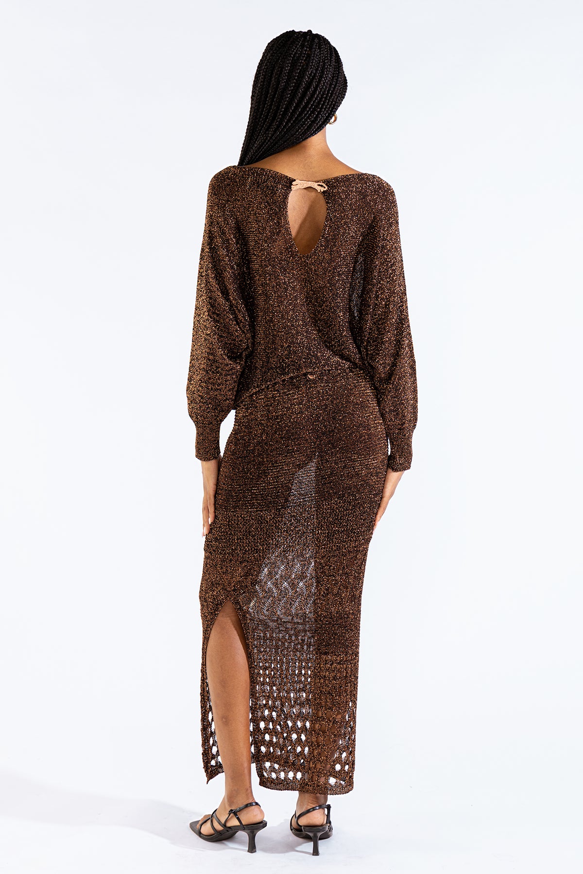 Lu Tiger Sweater Lurex Gold Black Sweaters Polonio UY