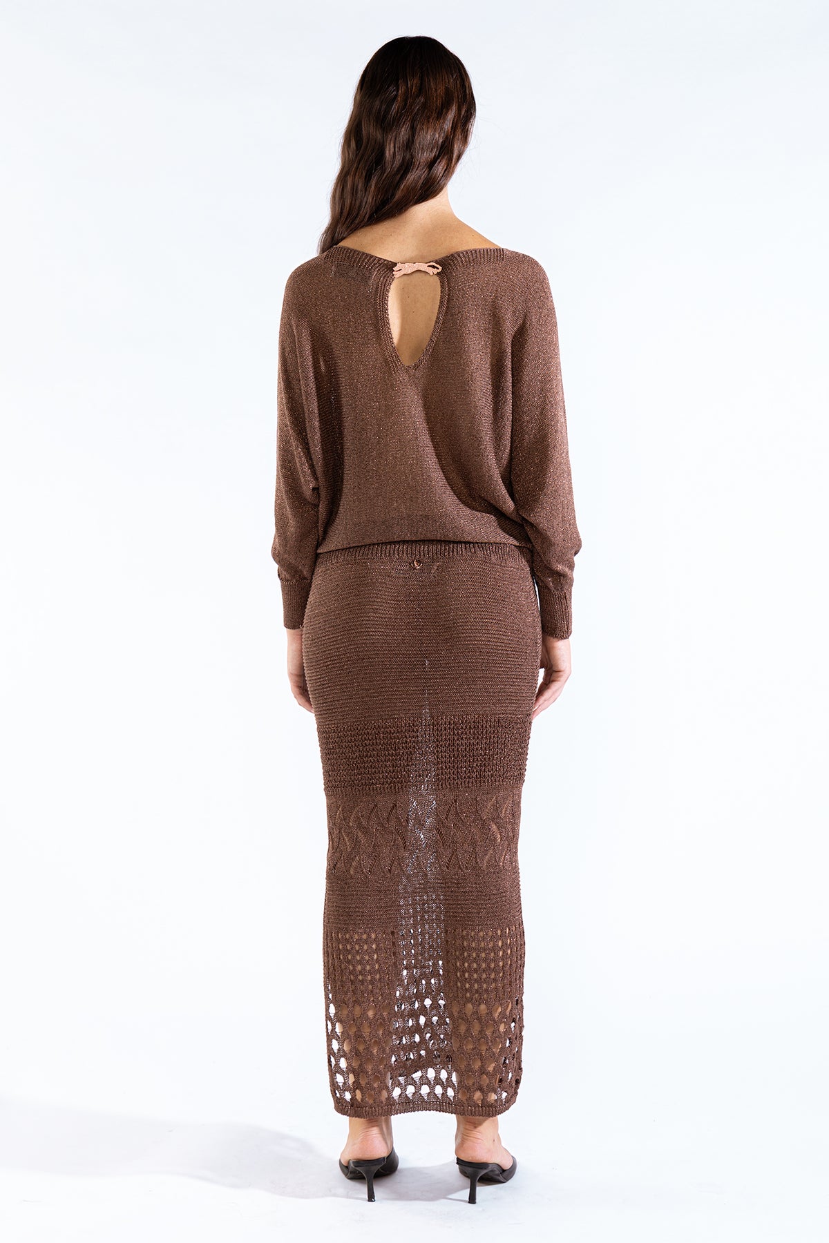 Lu Tiger Sweater Lurex Choco Sweaters Polonio UY