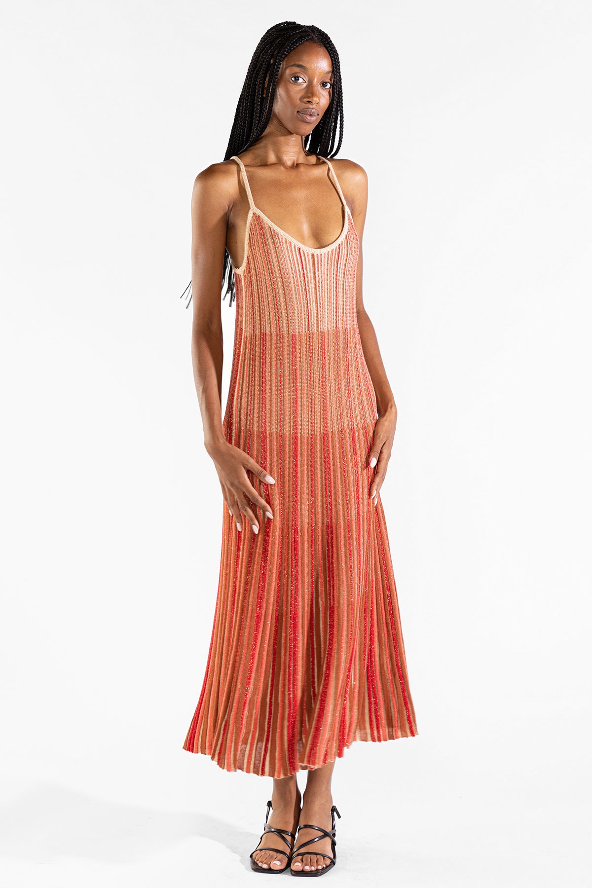 Vestido Striped Long Tejido Berry Vestidos y Monos Polonio UY