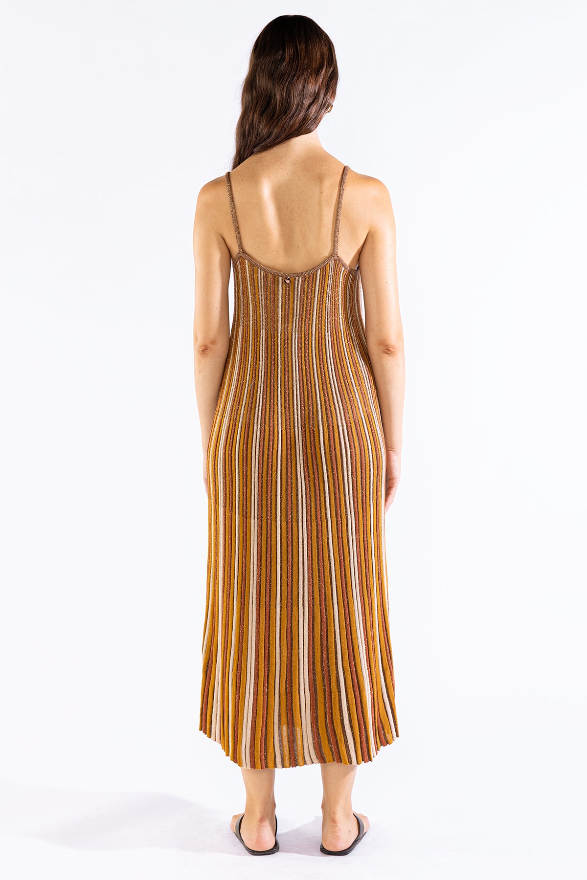 Vestido Striped Long Tejido Coffee Vestidos y Monos Polonio UY