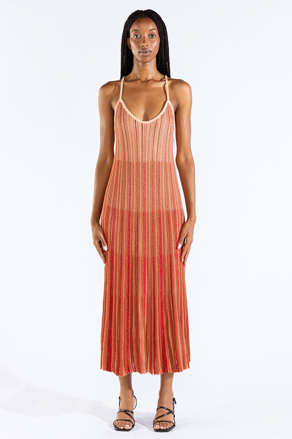 Vestido Striped Long Tejido Berry