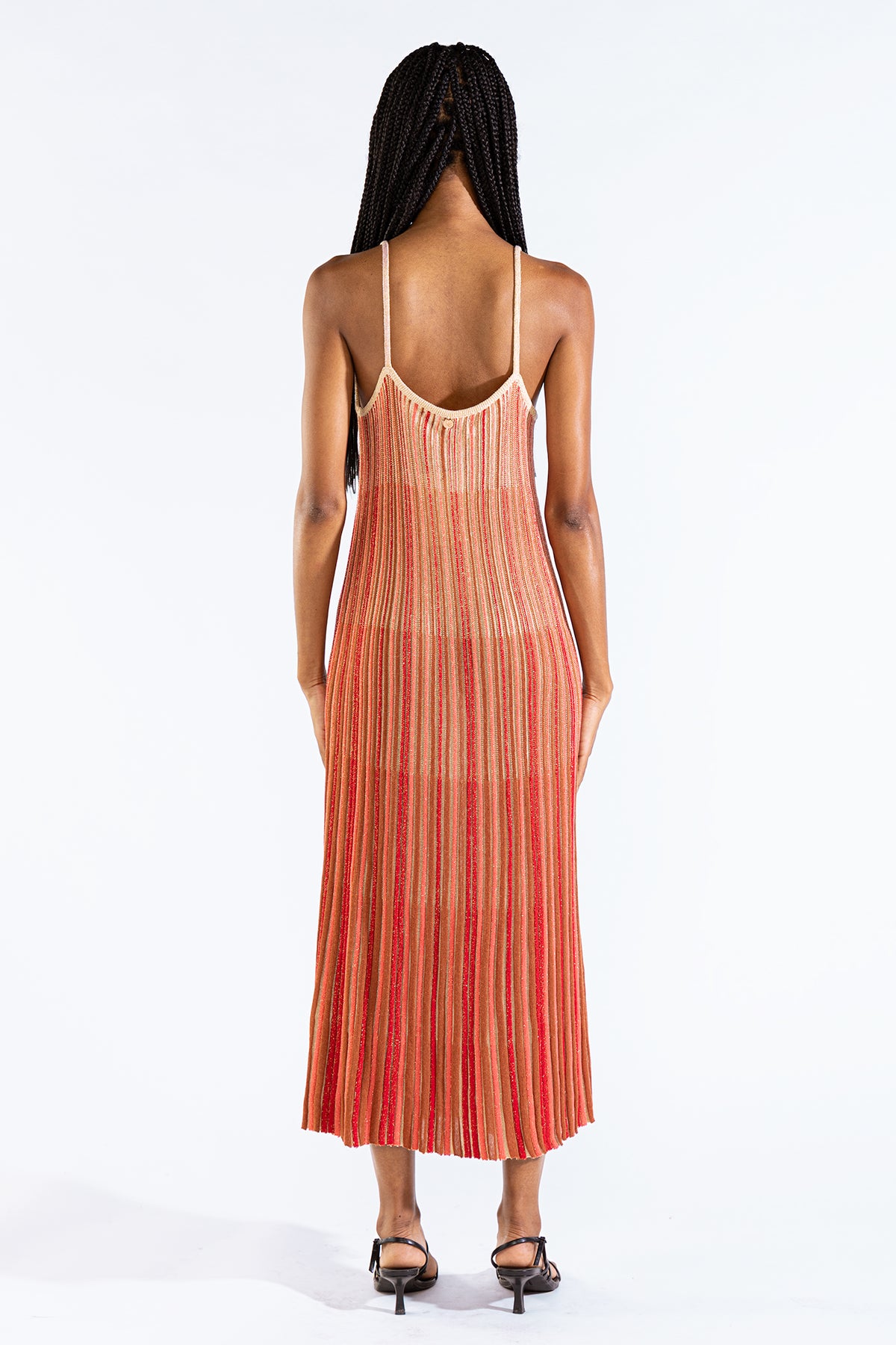 Vestido Striped Long Tejido Berry