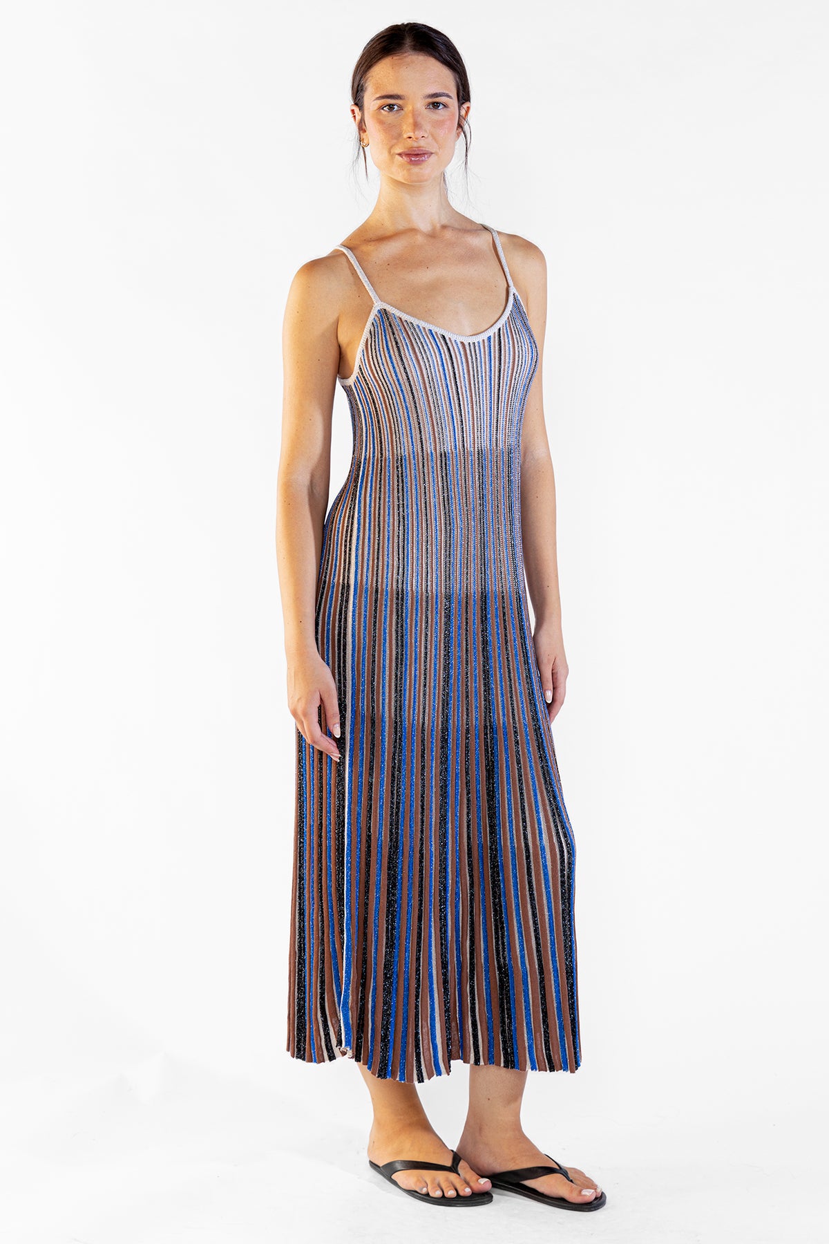 Vestido Striped Long Tejido Blue Vestidos y Monos Polonio UY