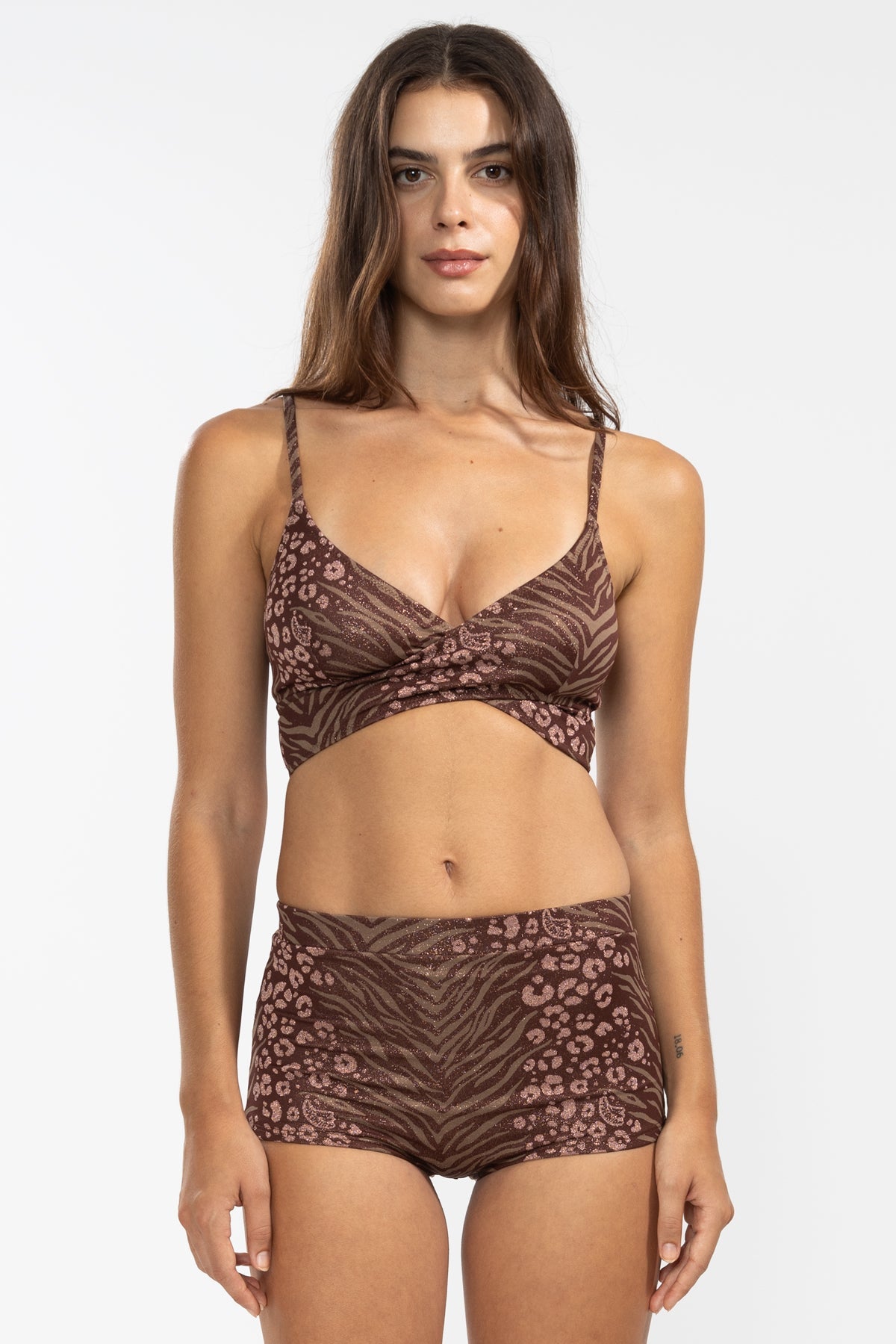 Bottom Bikini Boyshort Feline Chocolate - Polonio Uruguay