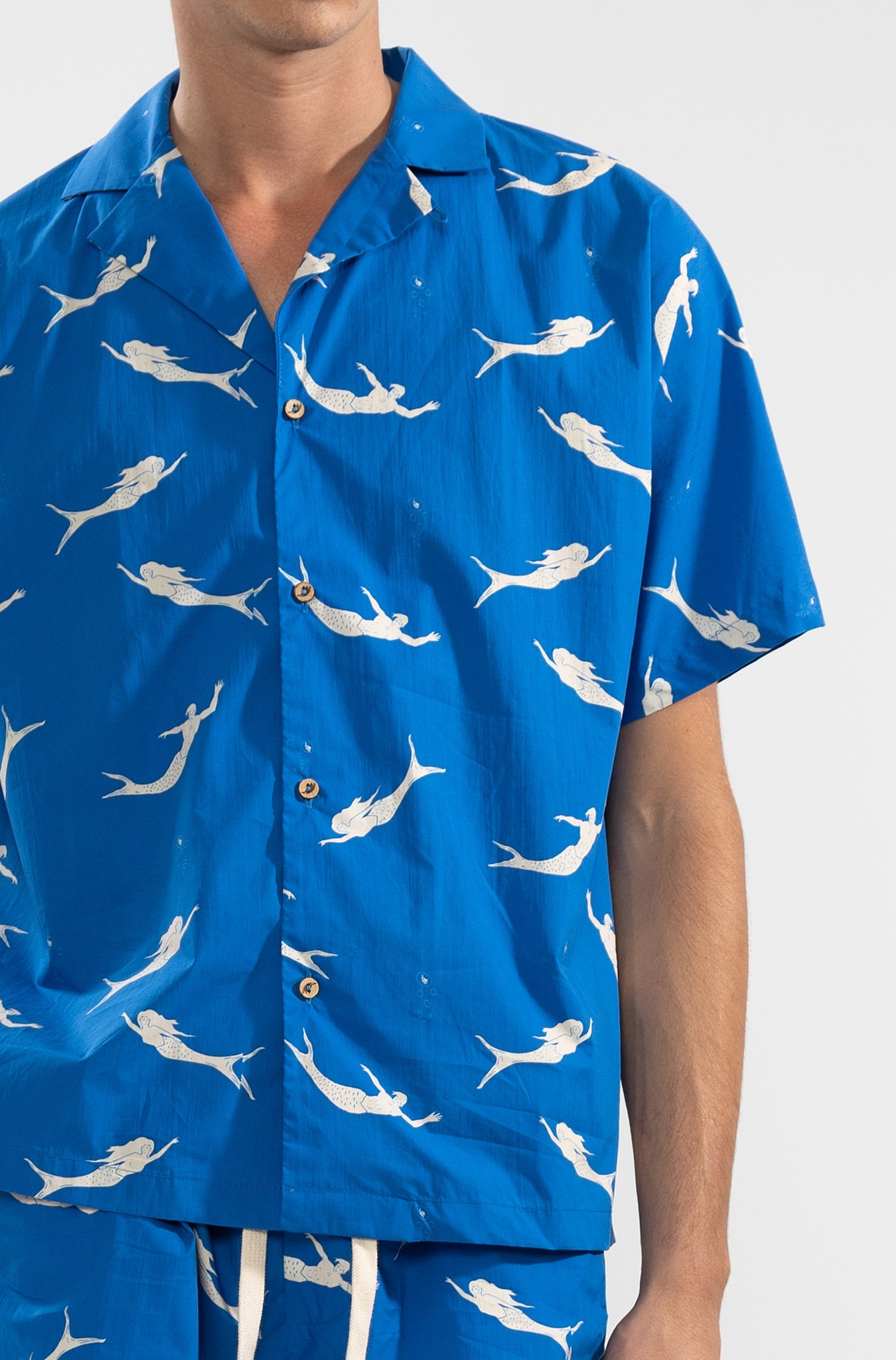 Camisa Convertible Camp - Collar Mermaid Blue - Polonio Uruguay