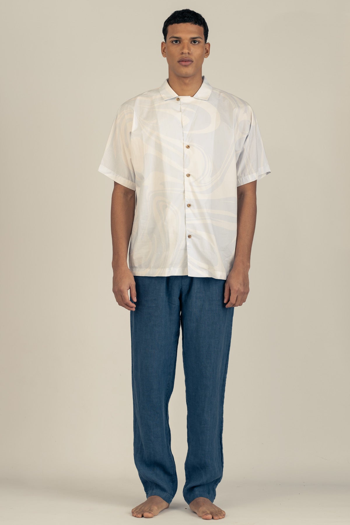 Camisa Convertible Collar Boxy Marble Sky - Polonio Uruguay