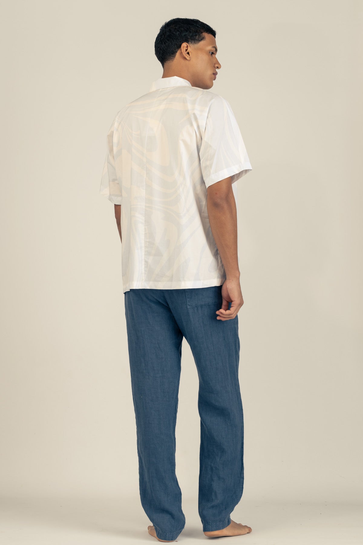 Camisa Convertible Collar Boxy Marble Sky - Polonio Uruguay