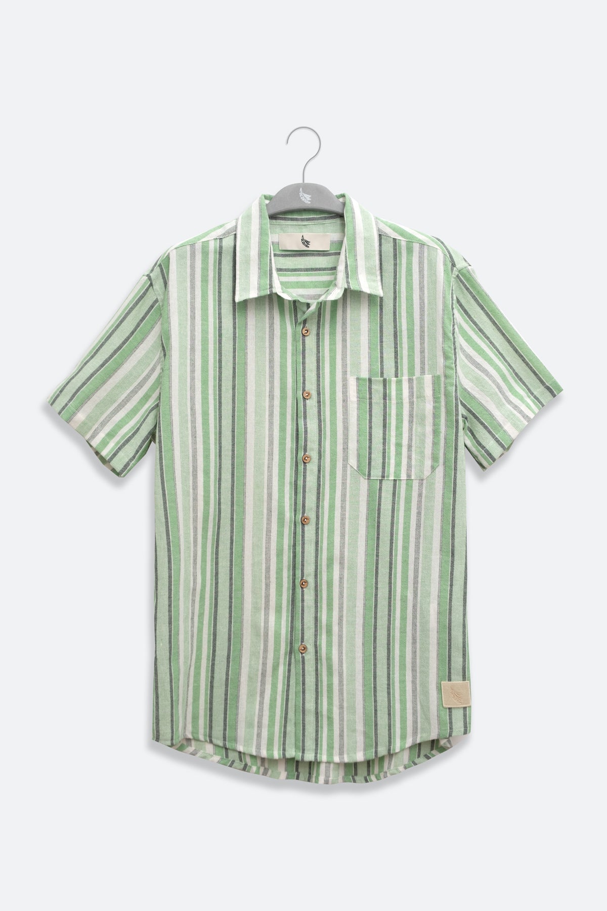 Camisa Manga Corta Fede Rayas Verdes - Polonio Uruguay