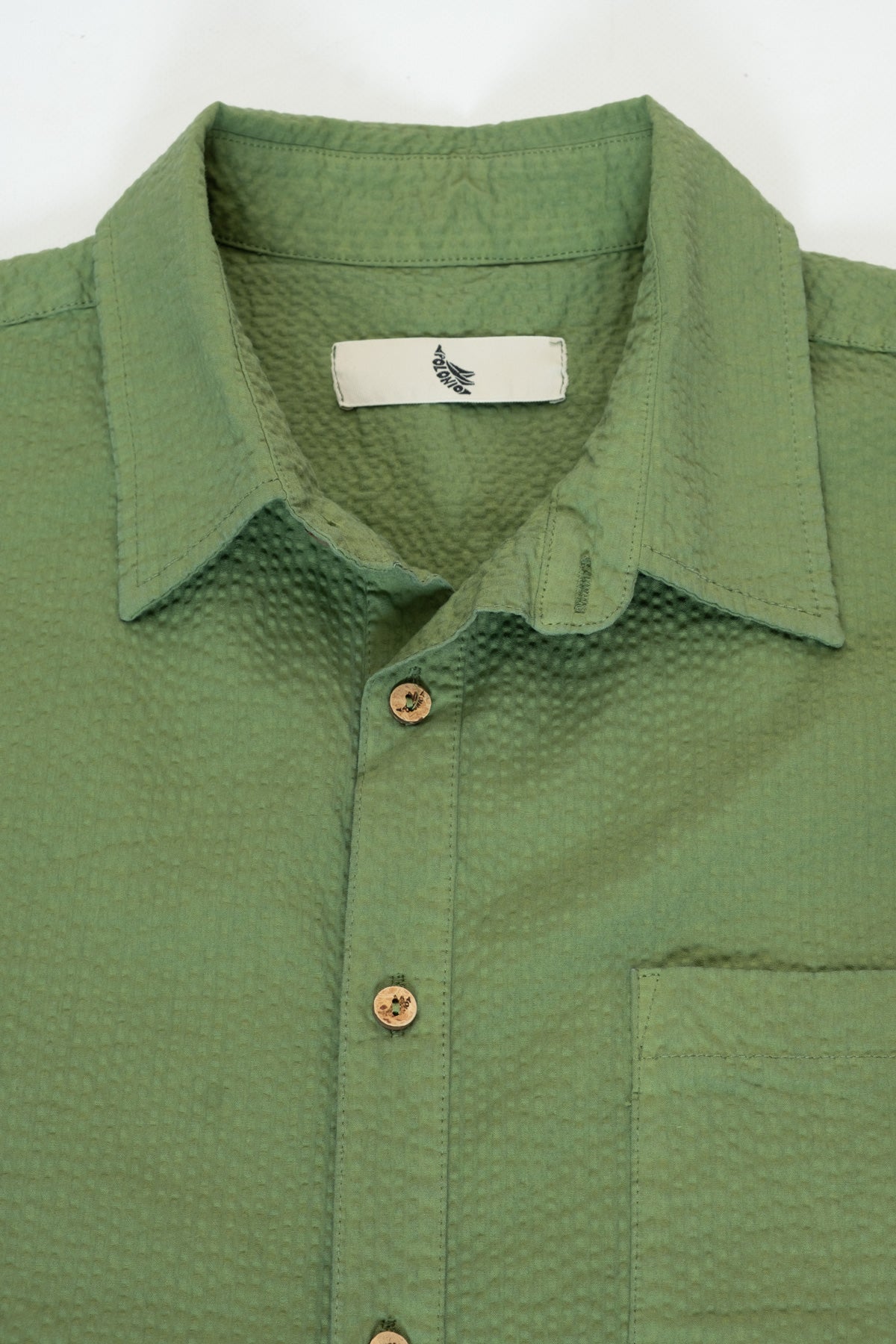 Camisa Manga Corta Seersucker Verde - Polonio Uruguay