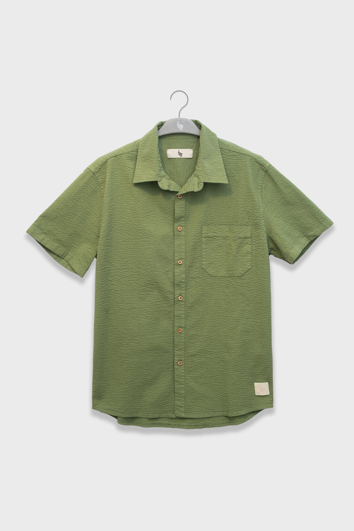 Camisa Manga Corta Seersucker Verde - Polonio Uruguay