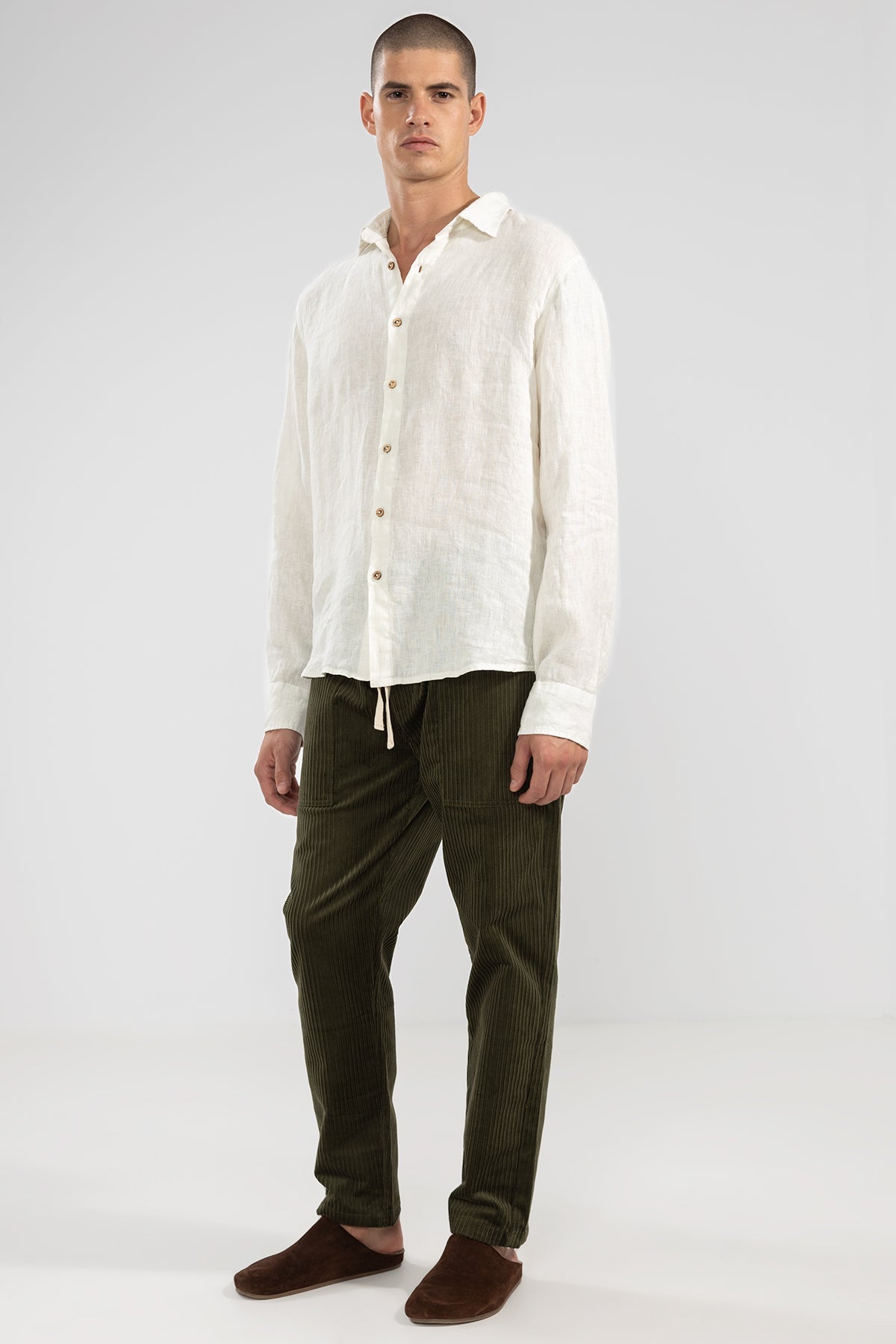 Camisa Manga Larga 100% Lino Oyster - Polonio Uruguay