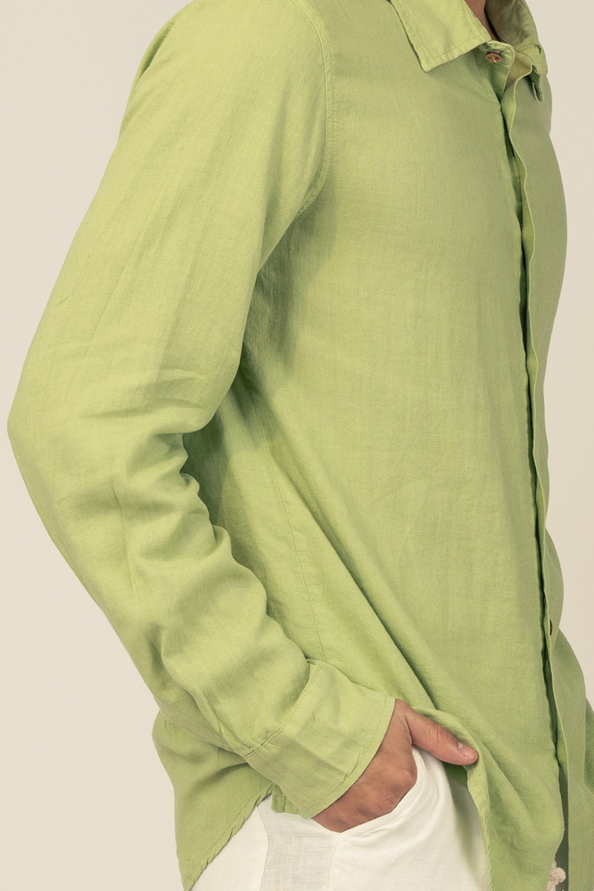 Camisa Manga Larga de Lino Avocado - Polonio Uruguay