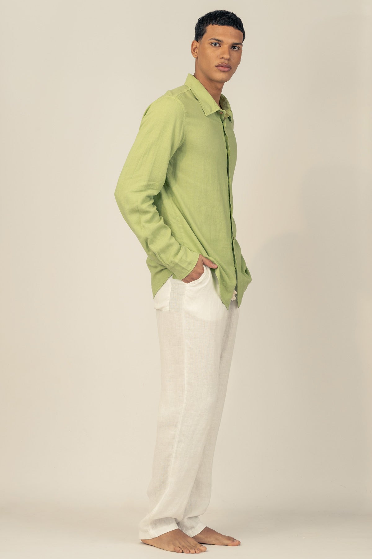 Camisa Manga Larga de Lino Avocado - Polonio Uruguay