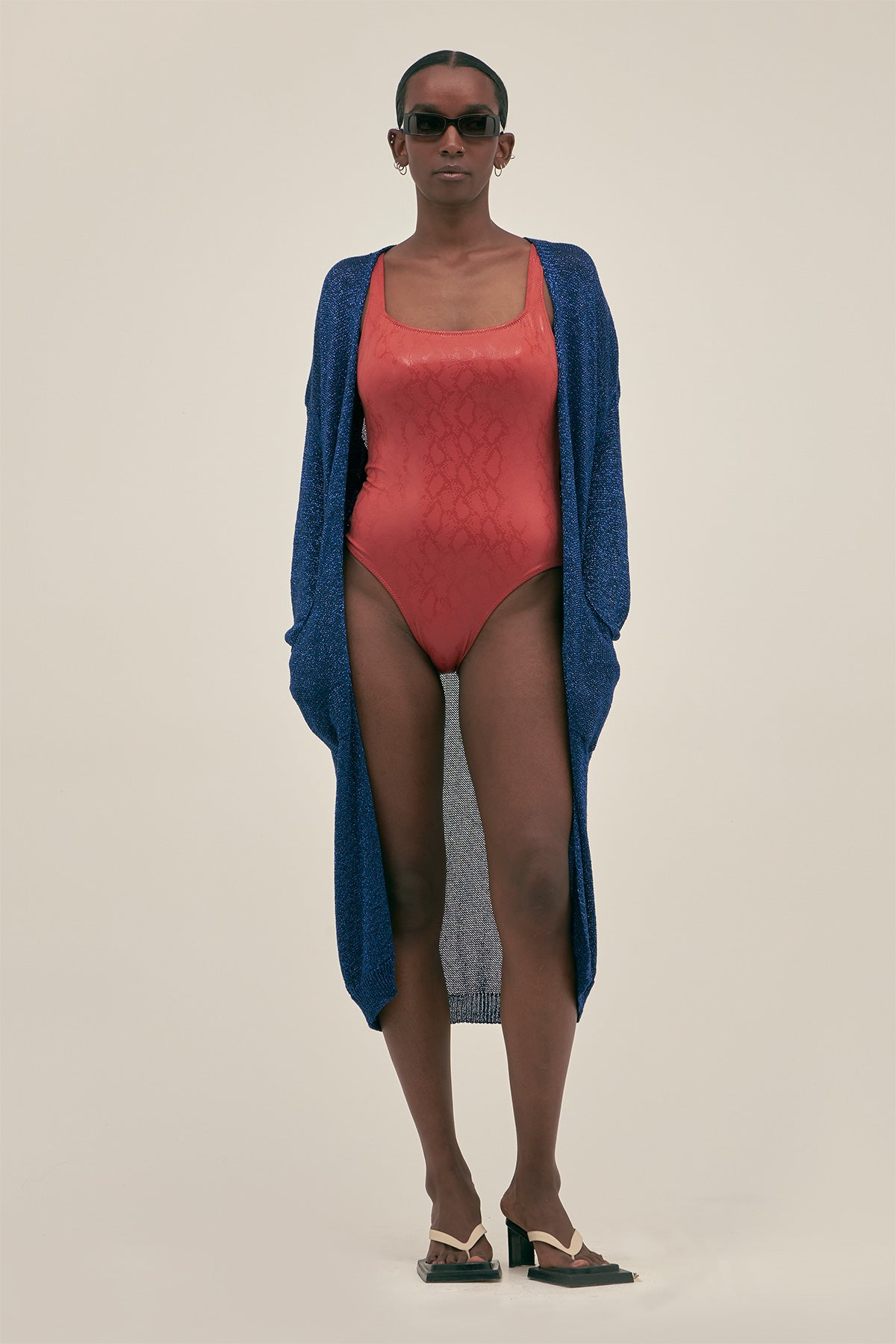 Cardigan Lu Lurex Azul - Polonio Uruguay