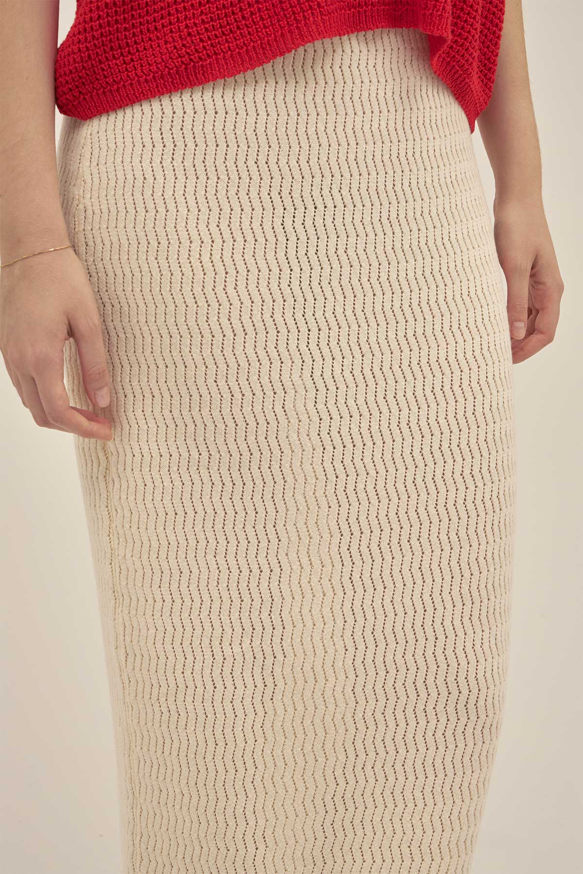 Falda Tejida Ibiza Crema - Polonio Uruguay