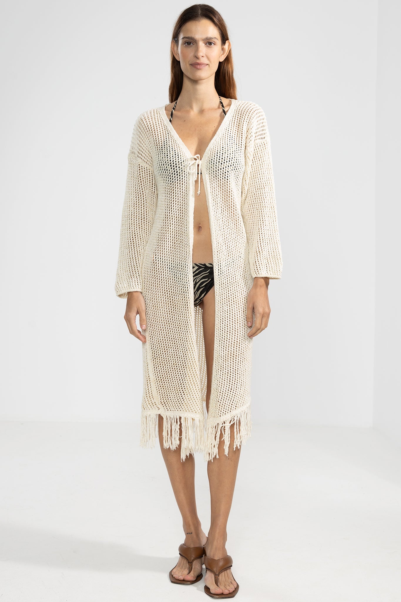 Fringes Cardigan Crema - Polonio Uruguay