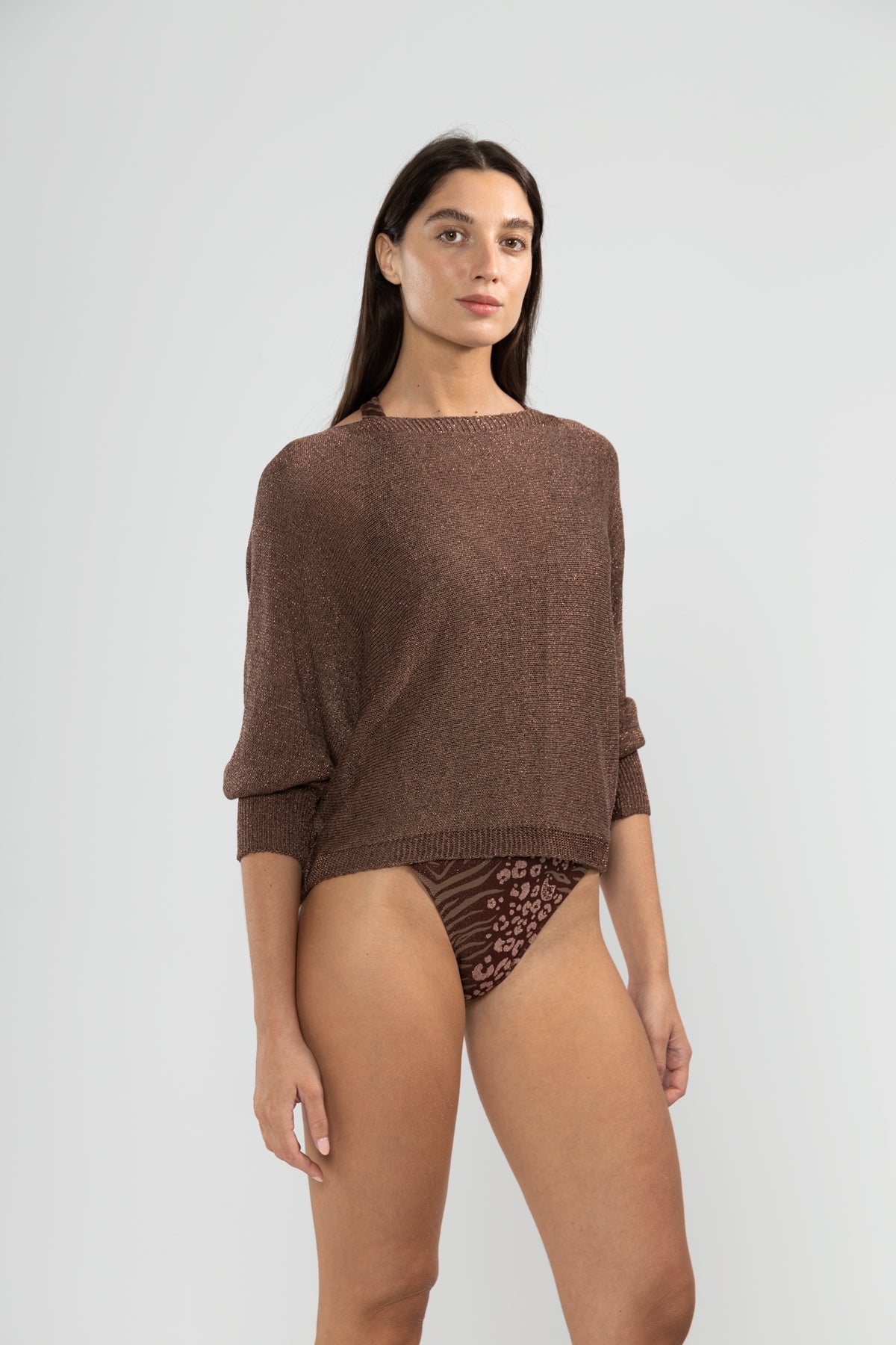 Lu Tiger Lurex Sweater Choco - Polonio Uruguay