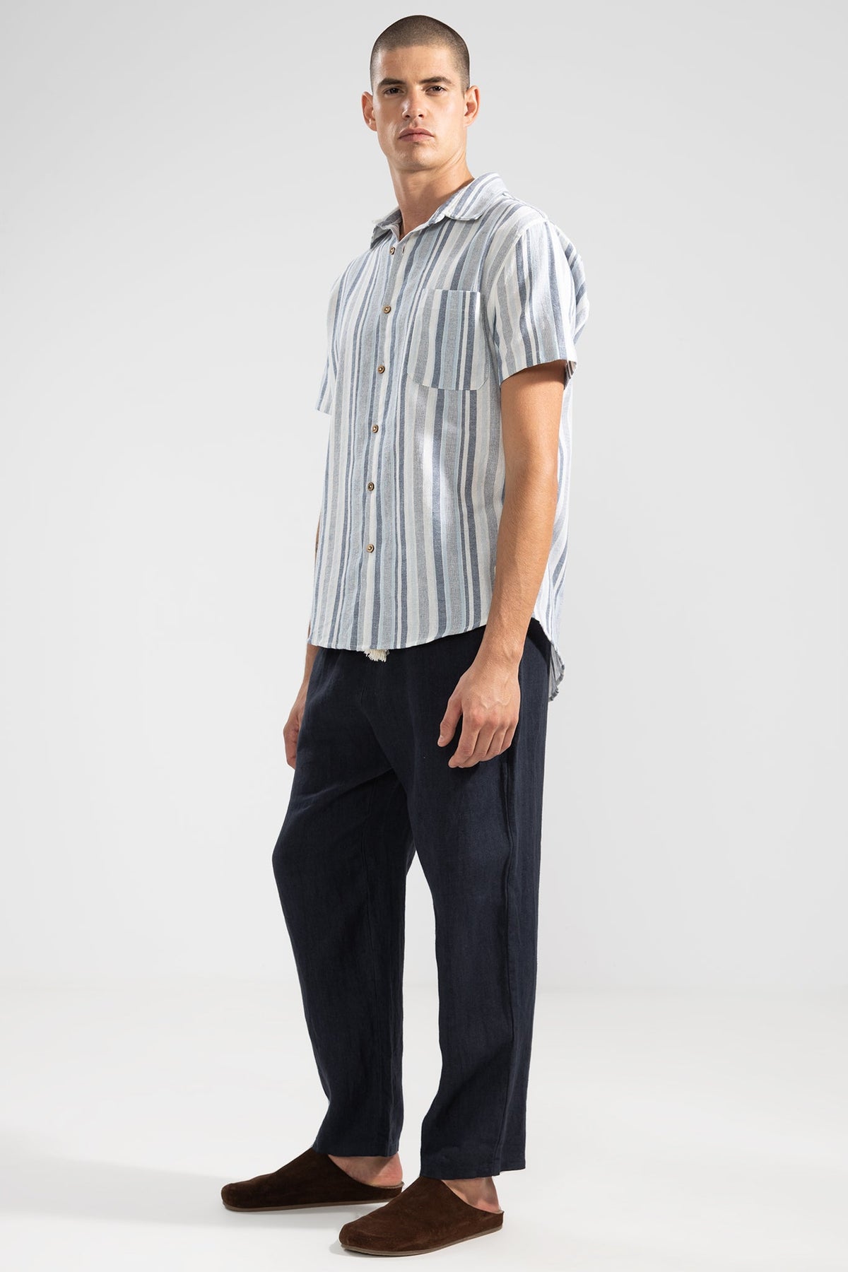 Pantalón 100% Lino Premium Navy Pantalones Polonio UY