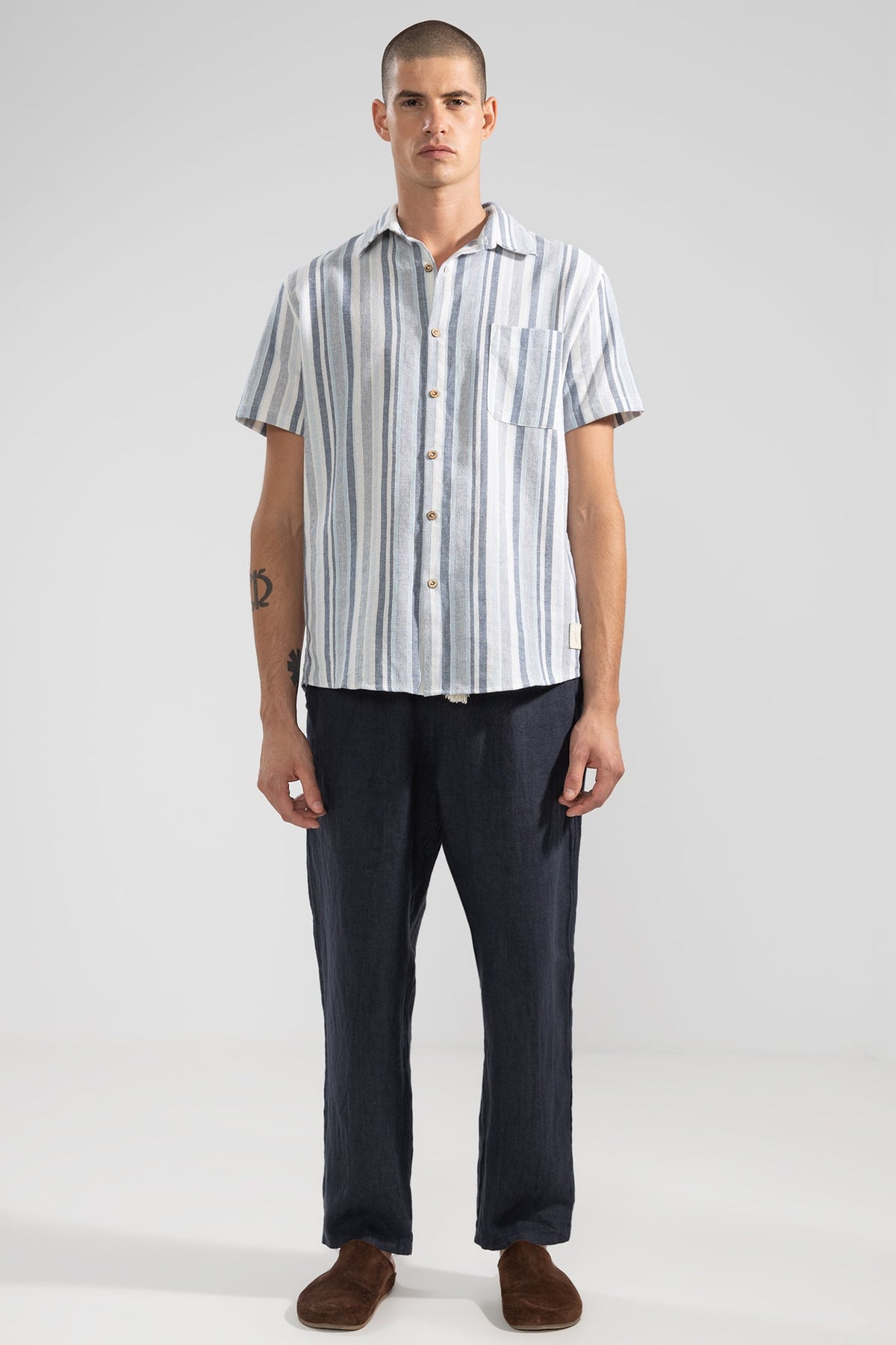 Pantalón 100% Lino Premium Navy Pantalones Polonio UY