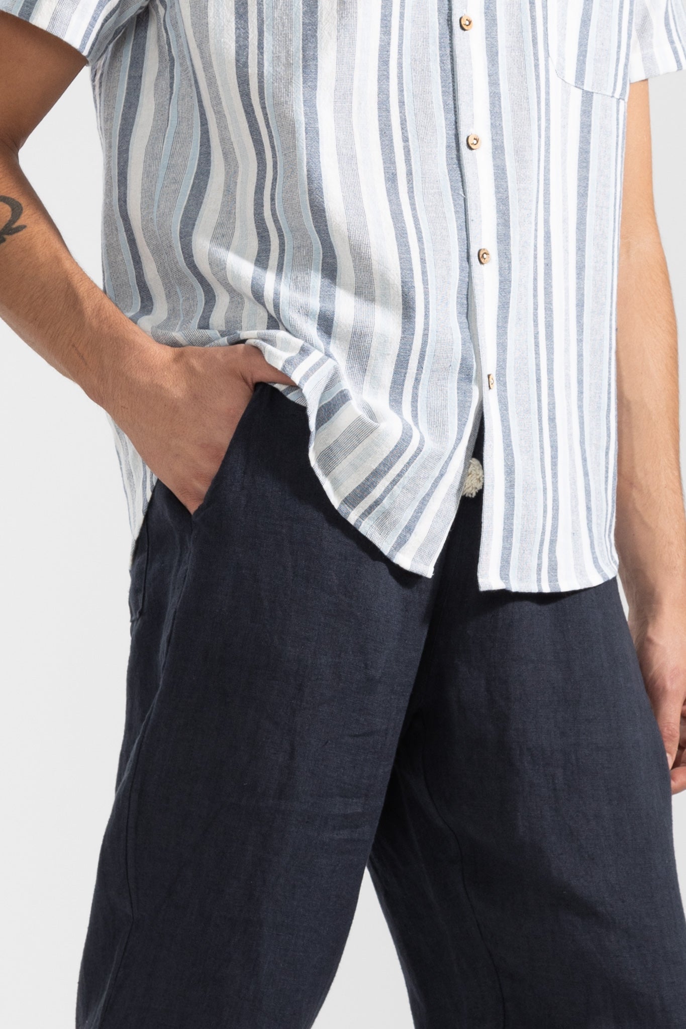 Pantalón De Lino Premium Navy - Polonio Uruguay