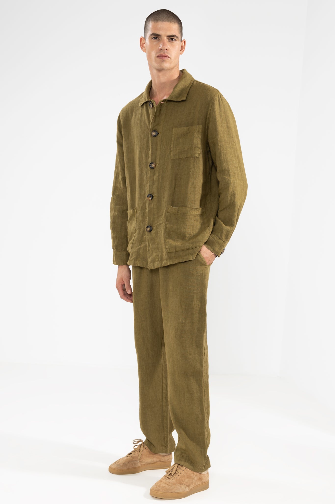 Pantalón De Lino Premium Olive - Polonio Uruguay