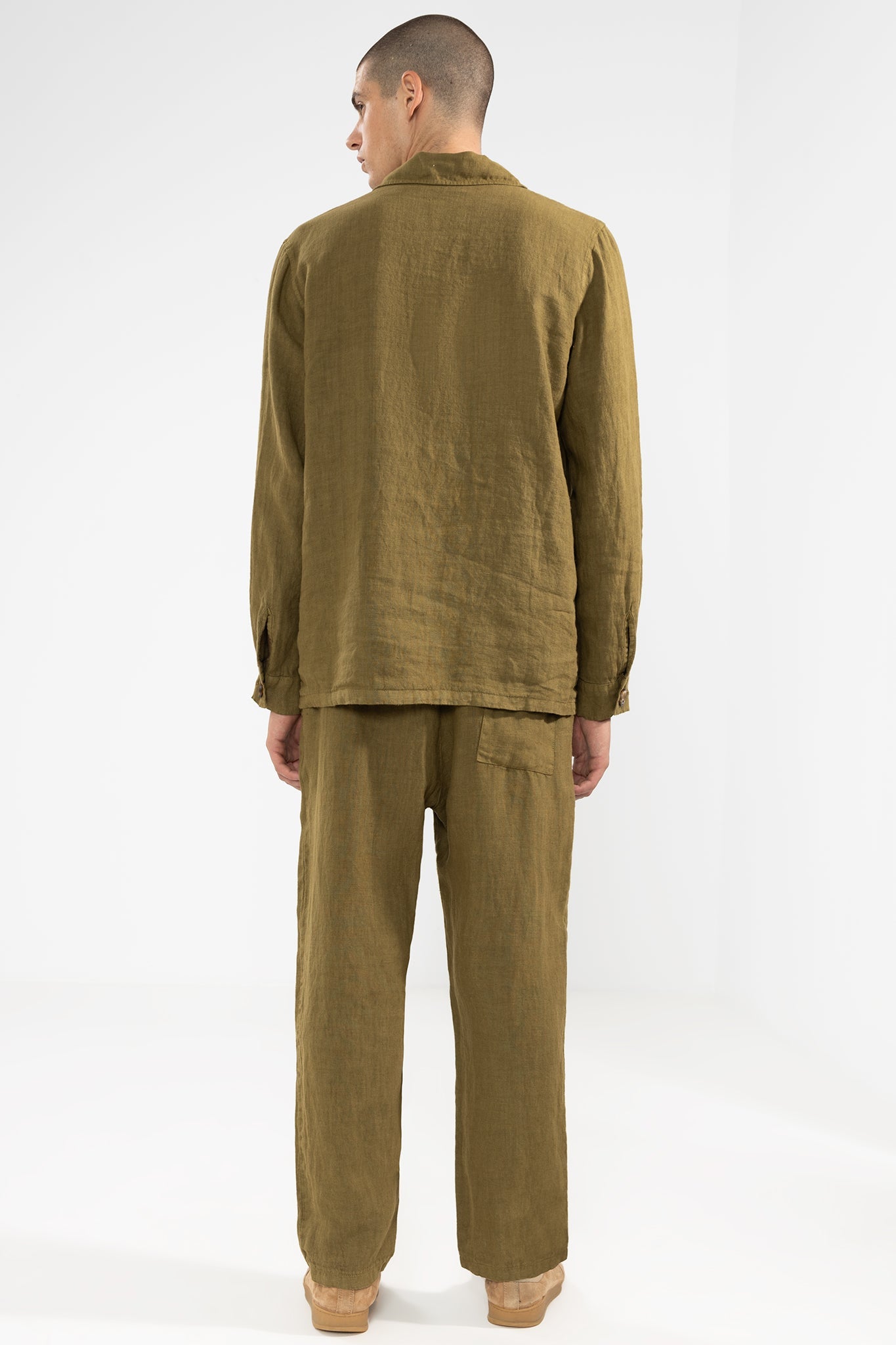 Pantalón De Lino Premium Olive - Polonio Uruguay