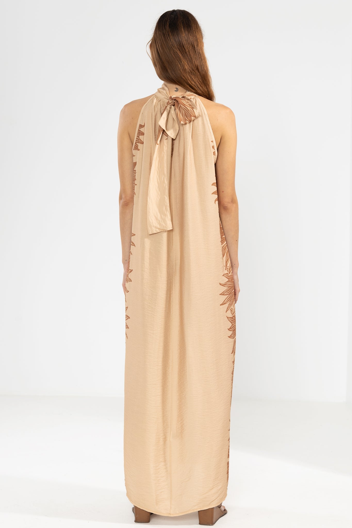 Vestido Halter Michu Bloom Camel - Polonio Uruguay