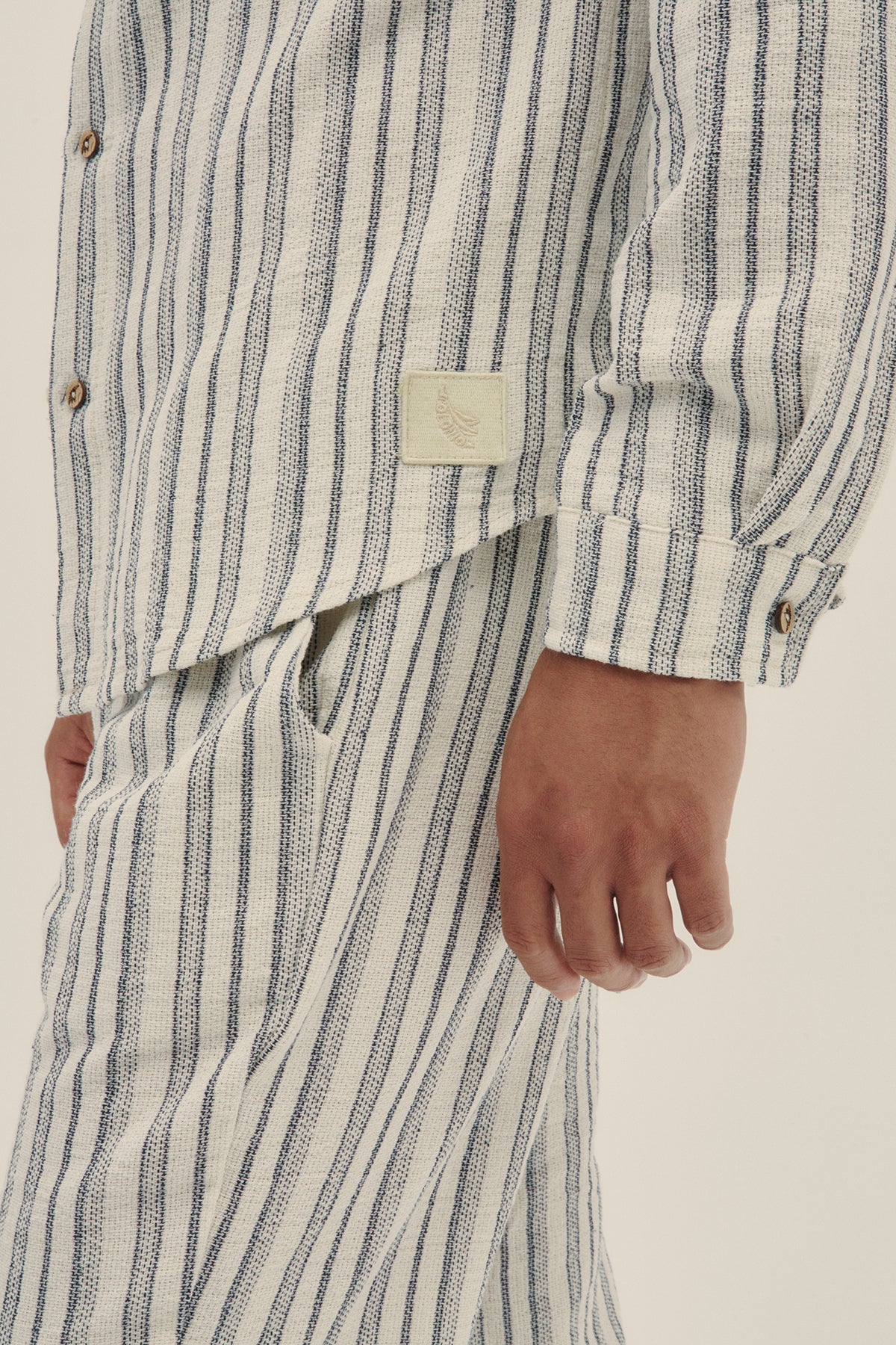 Camisa Manga Larga Mandarín Azul - Polonio Uruguay